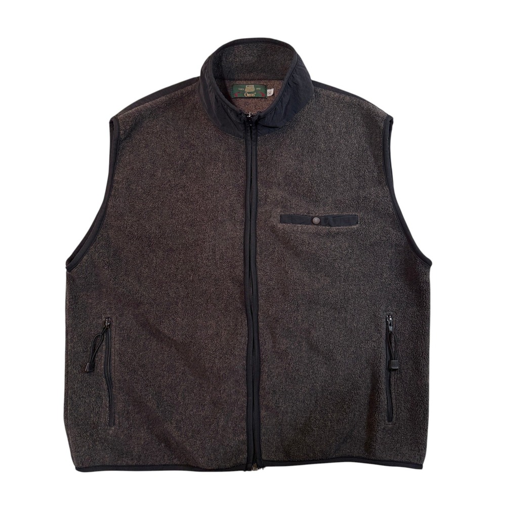 Orvis Fleece Vest Mens XL Charcoal Gray Full Zip Made in USA Scotchguard Vintage